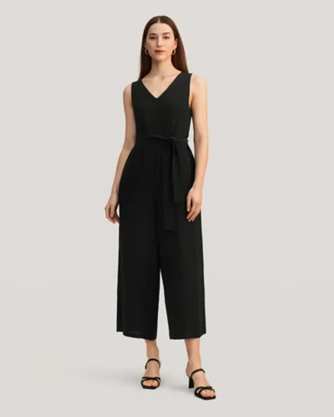 LILYSILK Combinaison Chic Large Soie Bleu Poussiéreux T38 - Élégante et Confortable en Crêpe de Chine