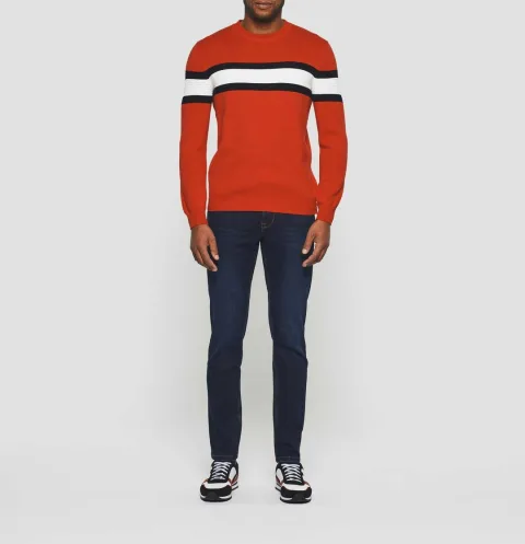 IZAC - Pull col rond rouge ''Donovan''