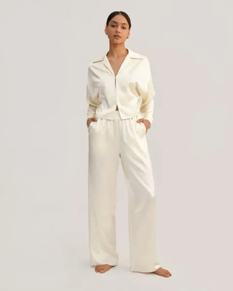 LILYSILK Pyjama Soie Femme FR Femme Coupe Ample Blanc XL