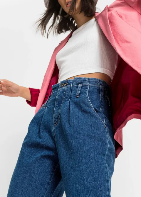 Jean mom extensible, taille haute