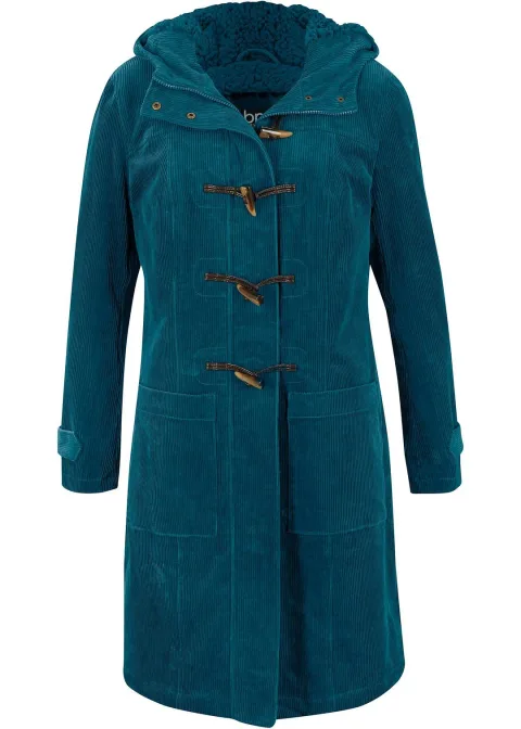 Duffle-coat en velours côtelé doublé