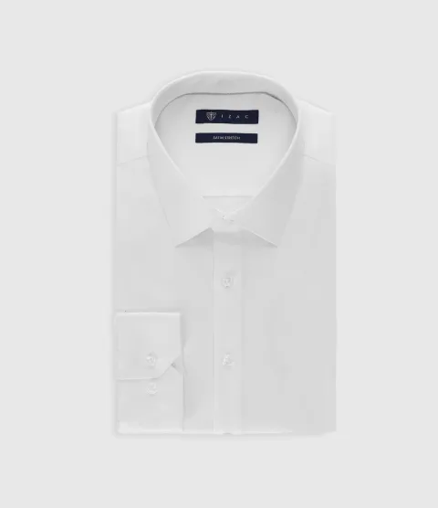 IZAC - Chemise en satin stretch BLANC