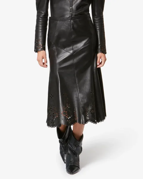 Jupe Nisia En Cuir - Femme - Noir - Taille 40