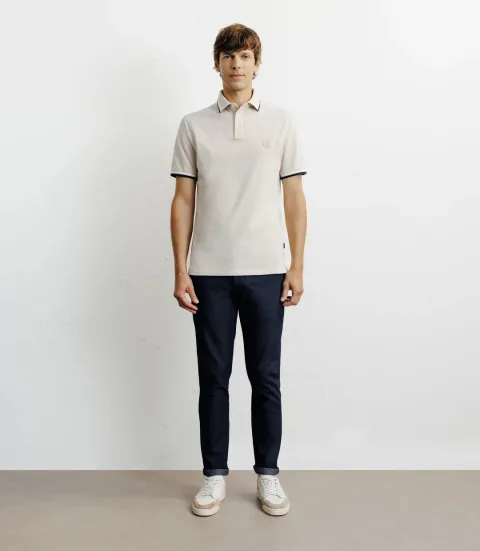 IZAC - Polo piqué boutonné beige