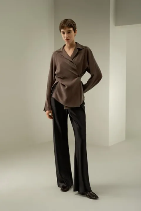 LILYSILK Chemise En Soie Multiposition 100 % Soie Lavée Au Sable Soie De Mûrier Texture Luxueuse Simple Et Classique Caramel Xs