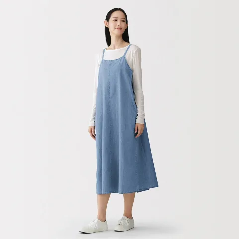 Robe camisole légère en denim de kapok mélangé pour femme