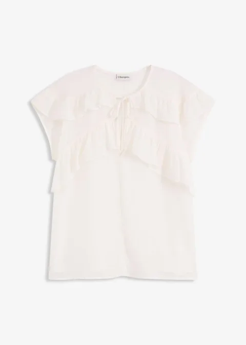 Blouse en crêpe à volants