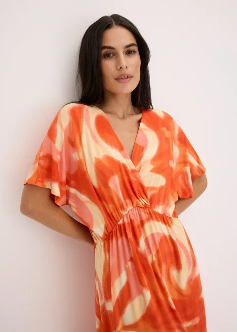 Robe longue à imprimé batik, en viscose douce et extensible
