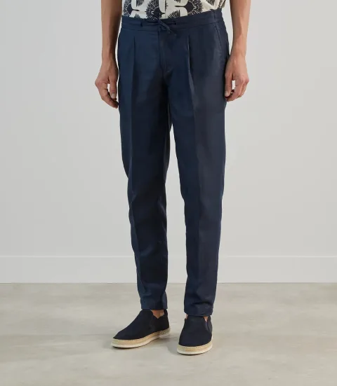 IZAC - Pantalon casual avec cordon de serrage marine