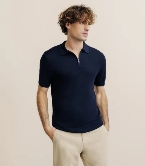 IZAC - Polo col zip marine