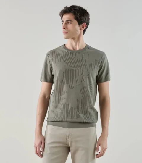 IZAC - T-shirt en maille kaki