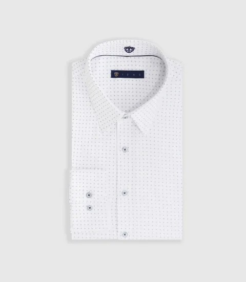 IZAC - Chemise imprimée micro motifs blanc ''Mathew''