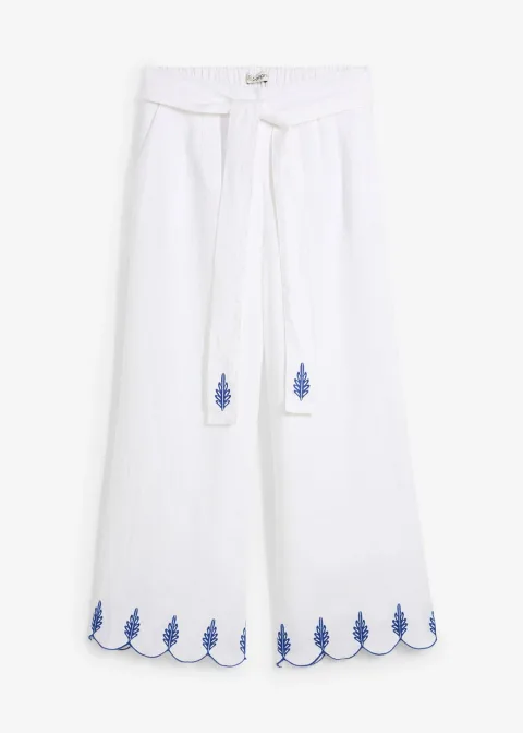 Jupe-culotte en lin avec ceinture (ens. 2 pces)