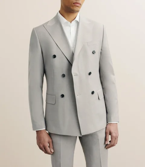 IZAC - Costume croisé en laine mélangée beige