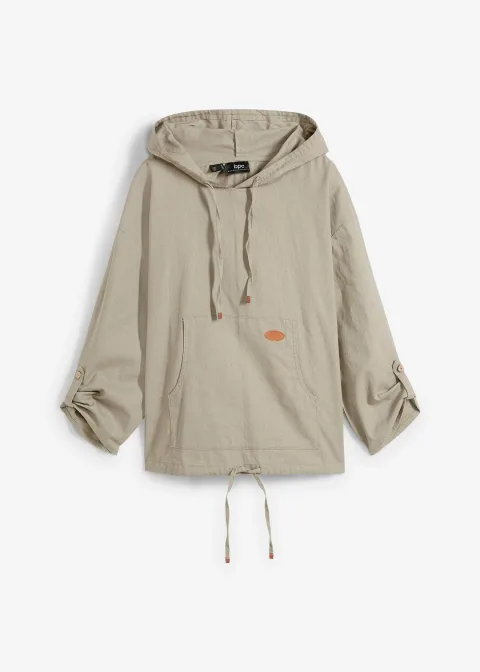 Blouse ample à capuche en lin mélangé