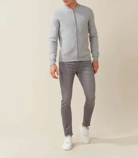 IZAC - Gilet zippé style campus gris ''Forbert''