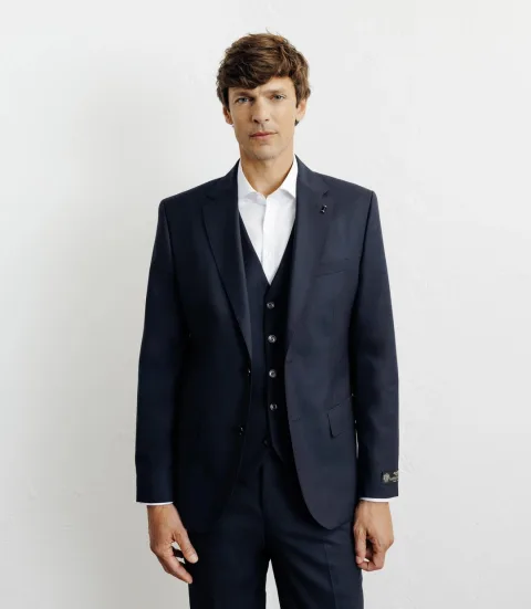 IZAC - Costume 100% laine bleu marine