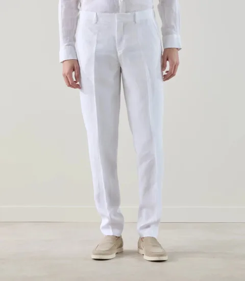 IZAC - Pantalon ville 100% lin blanc