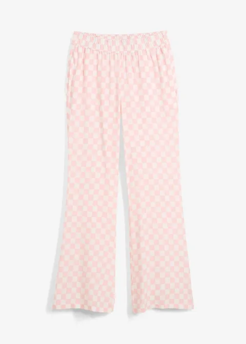 Pantalon ample à carreaux, en viscose fluide