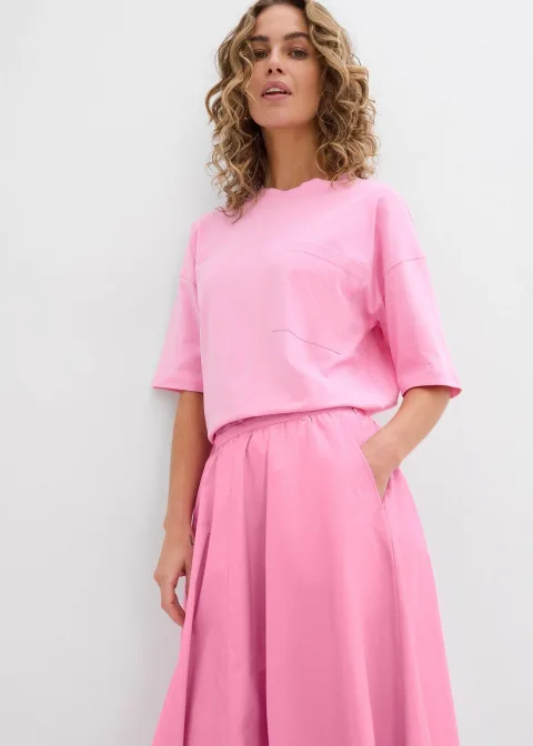 Jupe midi en coton extensible