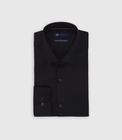 IZAC - Chemise en satin de coton noire