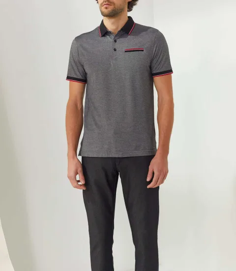 IZAC - Polo jersey noir ''Rally''