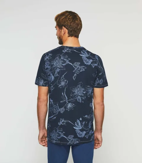 IZAC - T-shirt imprimé manches courtes marine ''Gaethan''