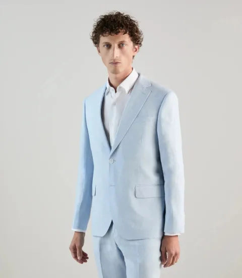 IZAC - Veste ville 100% lin bleu ciel