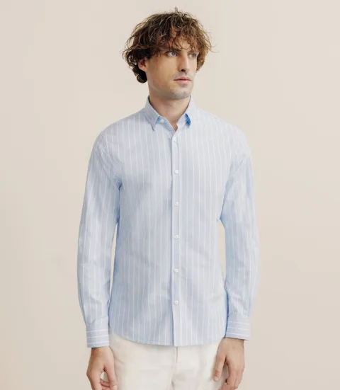 IZAC - Chemise regular rayée ciel