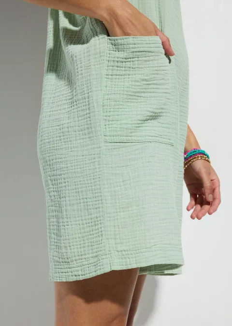 Combishort de plage en gaze de coton