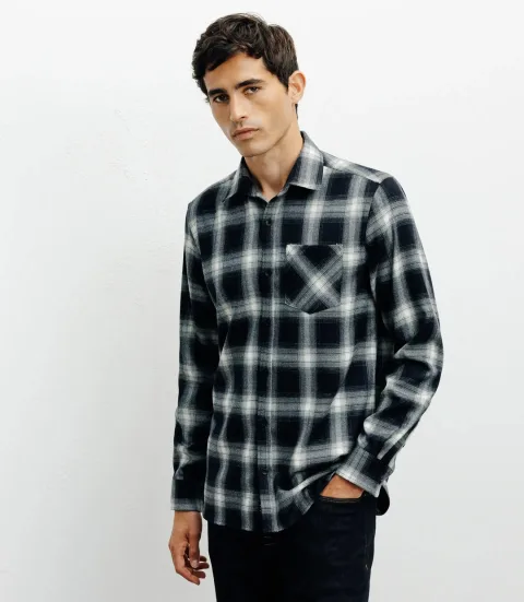IZAC - Chemise casual à petits carreaux marine