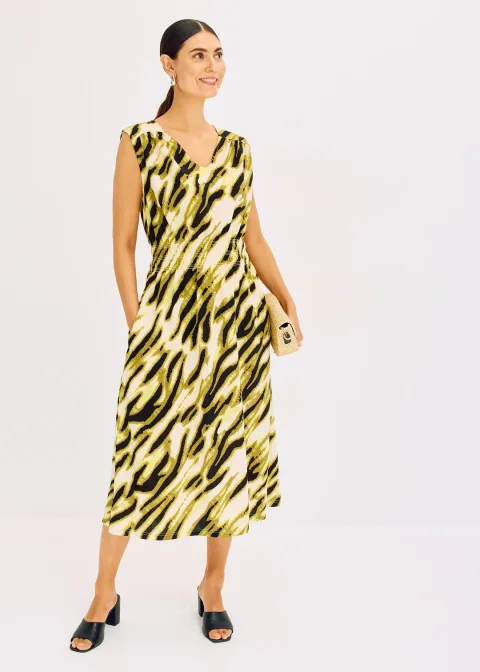 Robe en jersey à taille smockée