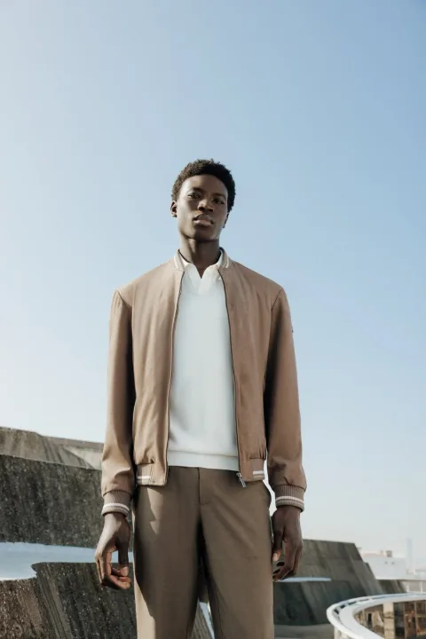 IZAC - Blouson col teddy taupe