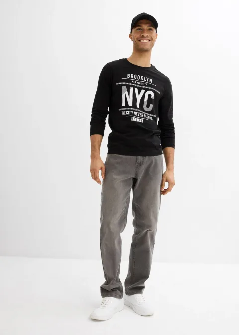 T-shirt manches longues 100% coton, slim