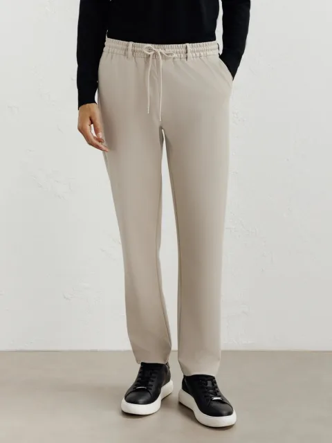 IZAC - Pantalon en maille beige