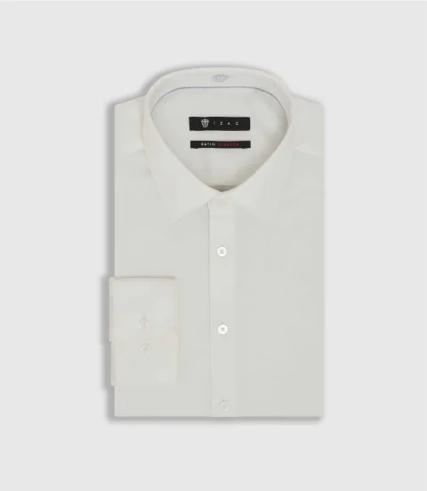 IZAC - Chemise en satin stretch écru ''Sastretchbasic''