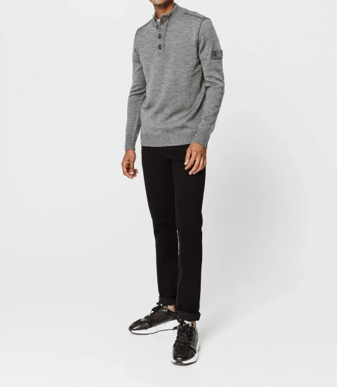 IZAC - Pull col zippé gris moyen