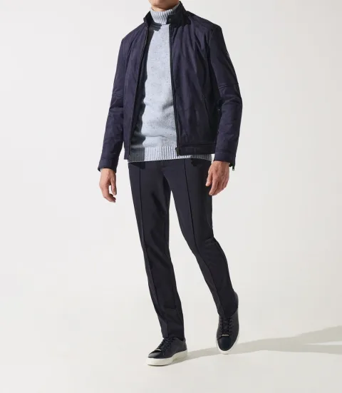 IZAC - Blouson col officier en suède marine MALWEN