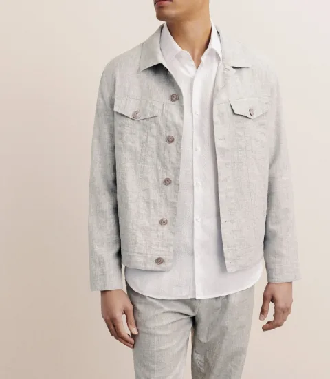 IZAC - Veste 100% lin gris