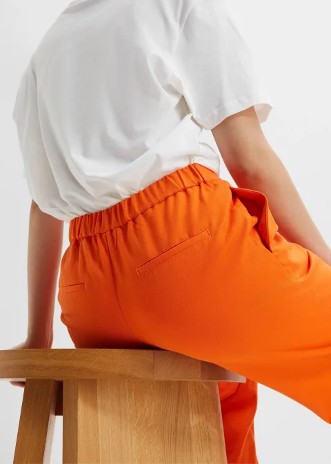 Pantalon à pinces et taille élastiquée