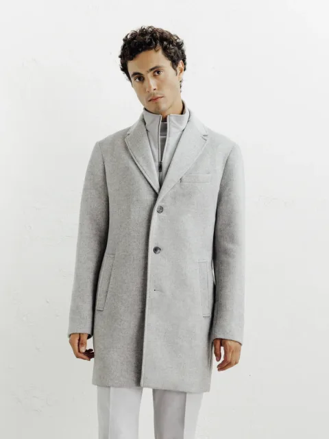 IZAC - Manteau ville à parmenture amovible gris clair