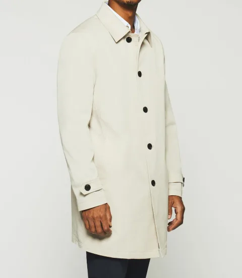 IZAC - Manteau droit beige mastic HENRI
