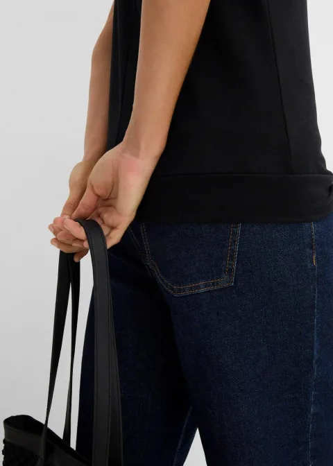 T-shirt avec zip, manches courtes