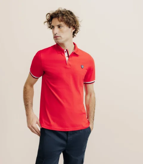 IZAC - Polo à contraste rouge