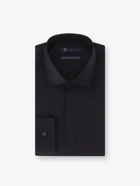 IZAC - Chemise satin de coton noire