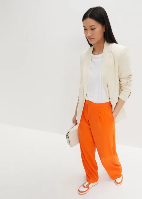 Pantalon à pinces et taille élastiquée