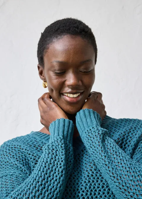 Pull ajouré en lin mélangé