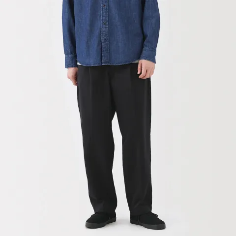 Pantalon Chino à pinces en coton stretch coupe wide homme