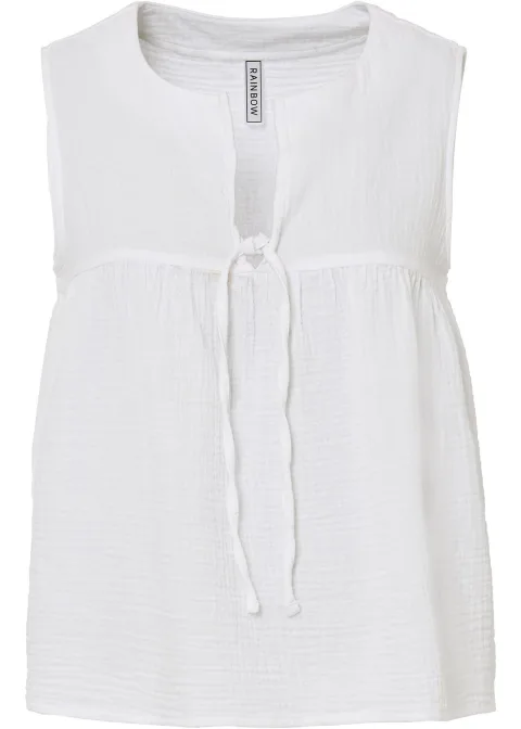 Blouse sans manches en gaze de coton