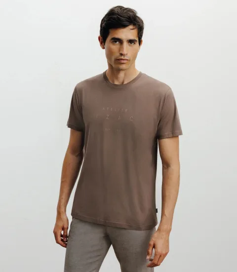 IZAC - T-shirt print chatain